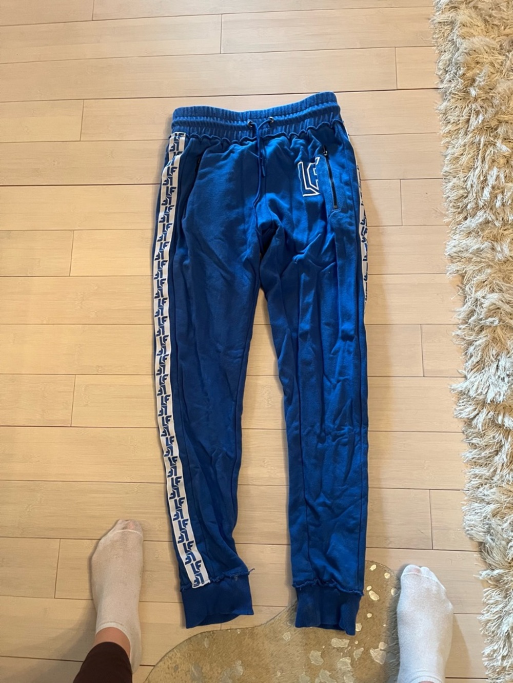 LF Royal Blue Track Pants with White Side Stripe